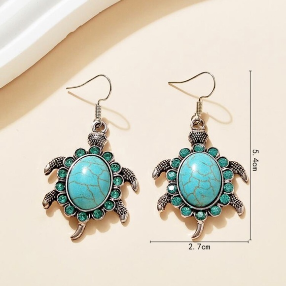 ❤️Turtle Rhinestone Drop Earrings - Picture 3 of 5
